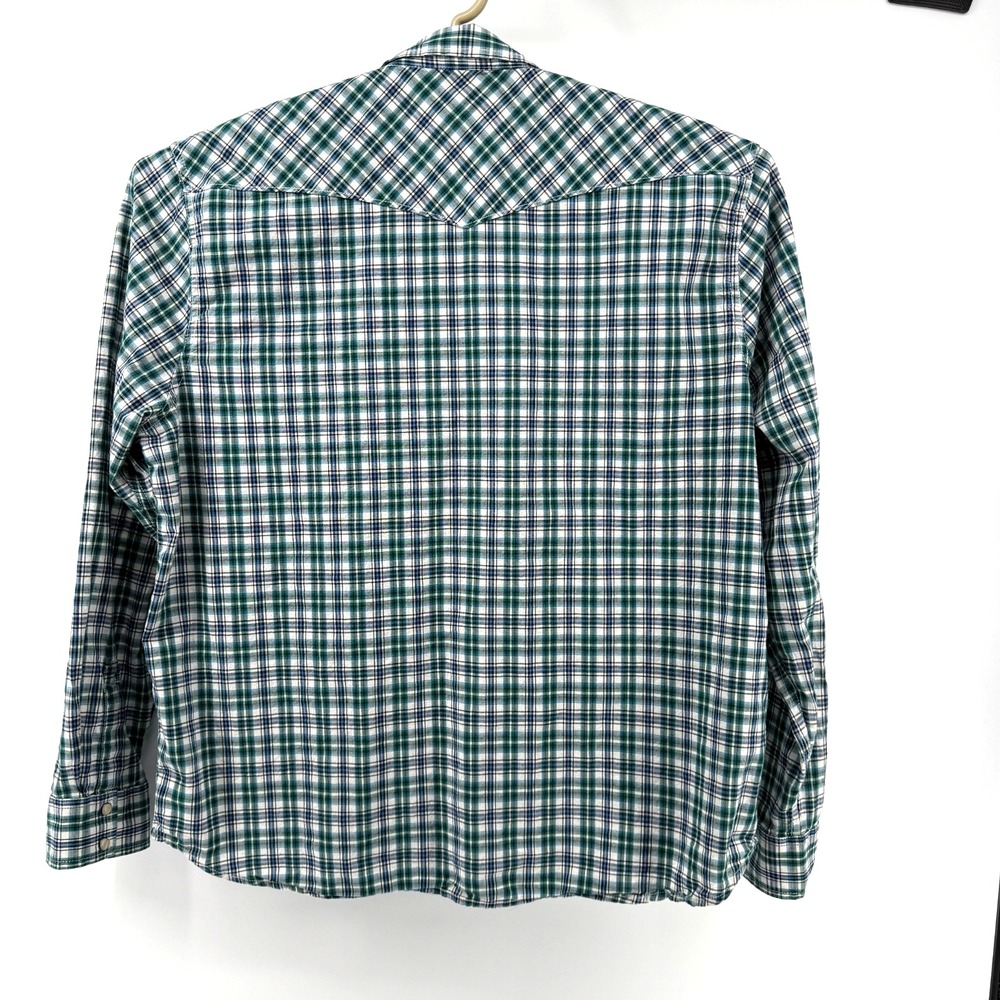 Lucky Brand Mens XXL Pearl Snap Shirt Plaid Grn/Blue Western Wear Casual‎ Cowboy - Picture 4 of 10